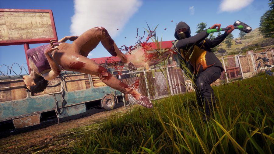 Best Xbox zombie games: A player smacks a zombie in the face, knocking it over, in State of Decay 2