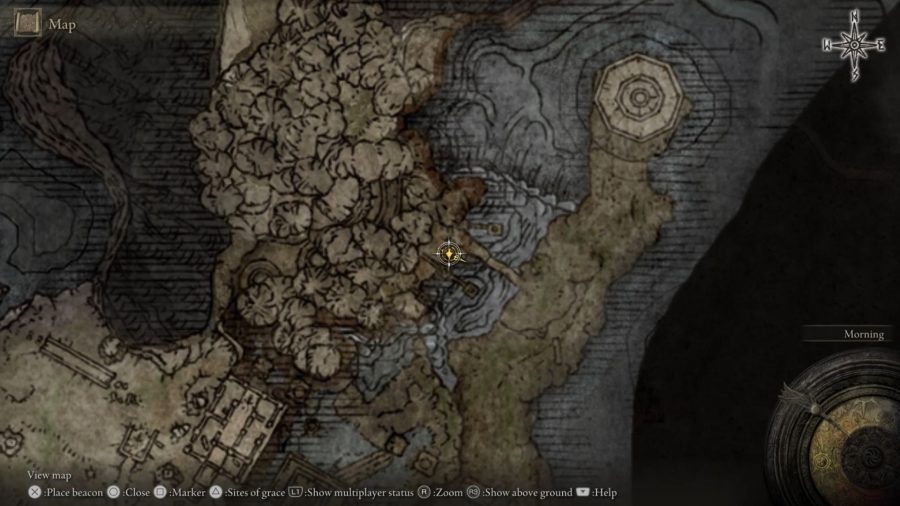 Elden Ring Stonesword Key Locations: The map showing the location of the key.