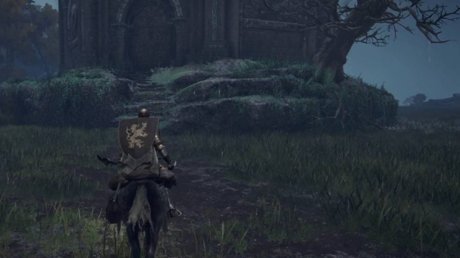 Elden Ring Walking Mausoleum Locations: the player can be seen riding towards a Mausoleum