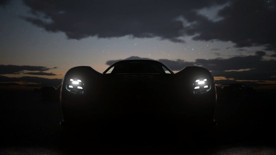A car in the darkness in Gran Turismo 7.