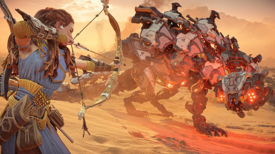 Horizon Forbidden West New machines: Aloy can be seen fighting a Rollerback.