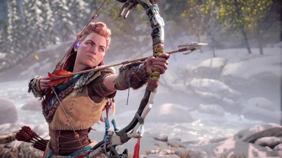 Horizon Forbidden West Skill Tree: Aloy can be seen aiming a bow.