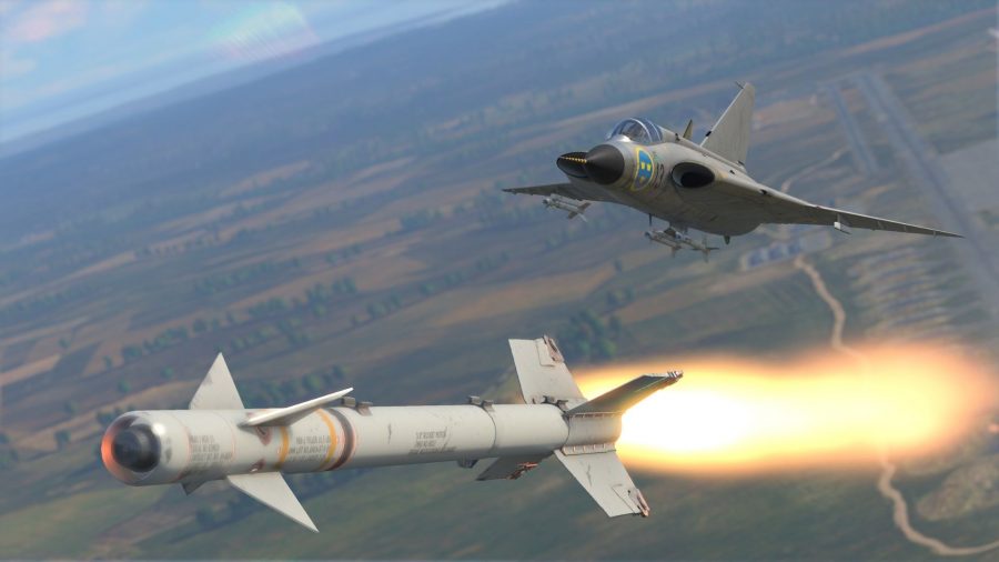 a jet fires a missile in war thunder