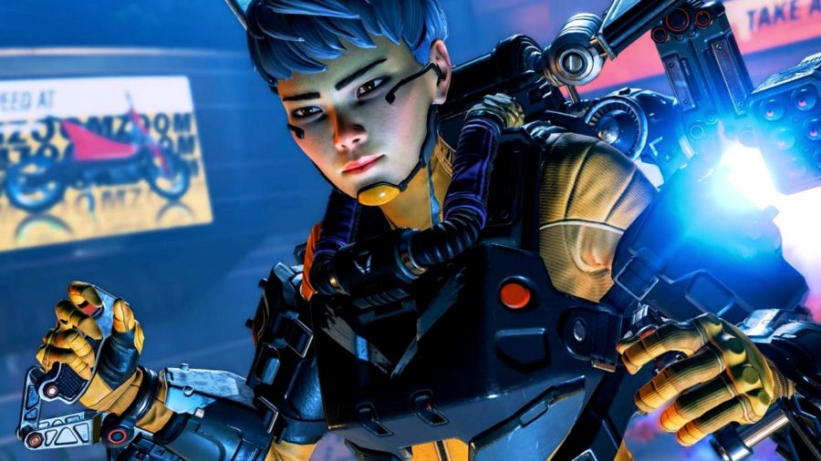 Apex Legends Character Leaks: An image of Valkyrie using her jetpack