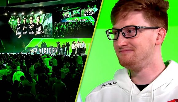 CDL Major 1 2022: Two images, one of OpTic Scump and another of OpTic Texas on stage