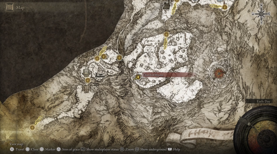 Elden Ring Rivers of Blood location: map showcasing the location