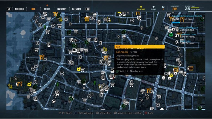 Ghostwire Tokyo Landmark locations: the map shows the location of the landmark