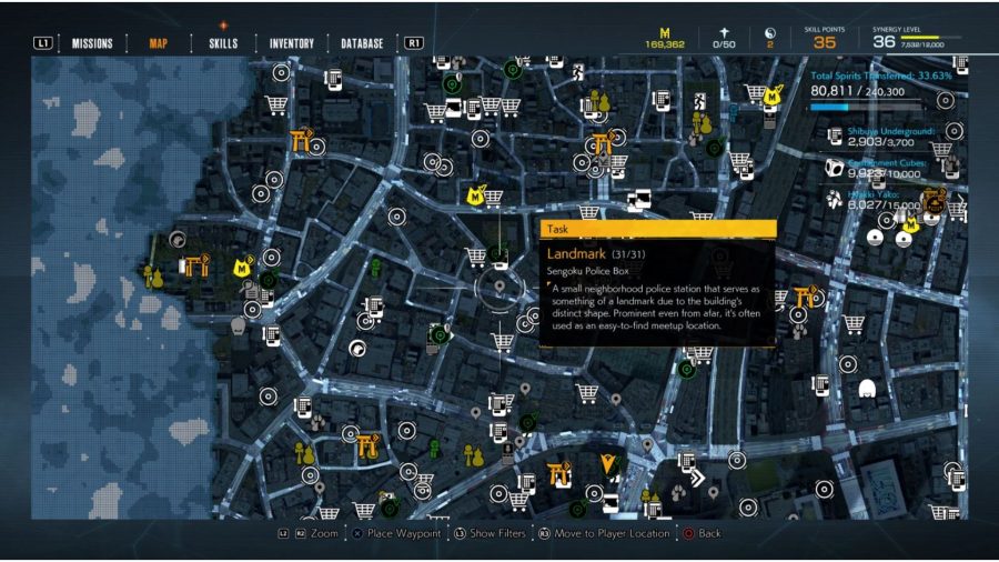 Ghostwire Tokyo Landmark locations: the map shows the location of the landmark