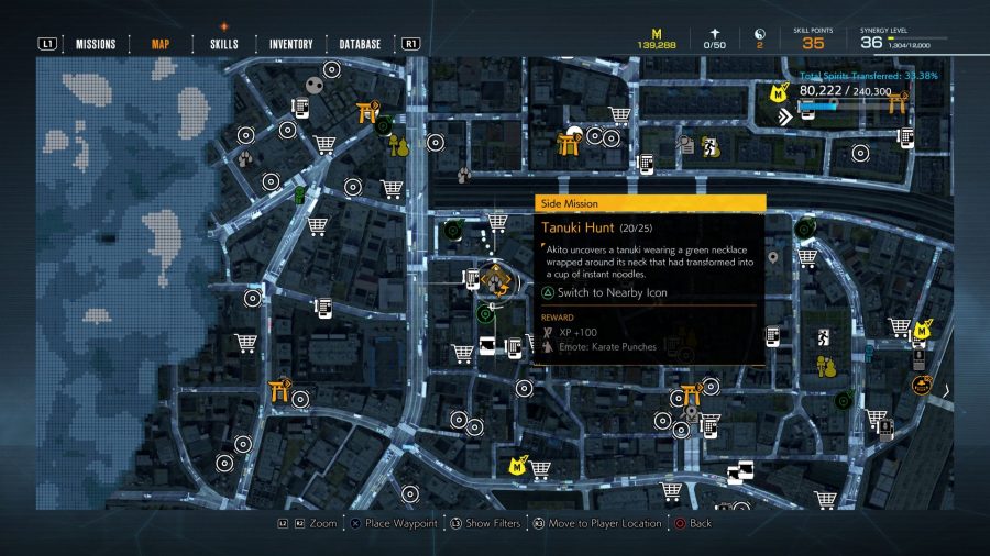 Ghostwire Tokyo Tanuki Locations: The Tanuki is shown on the map