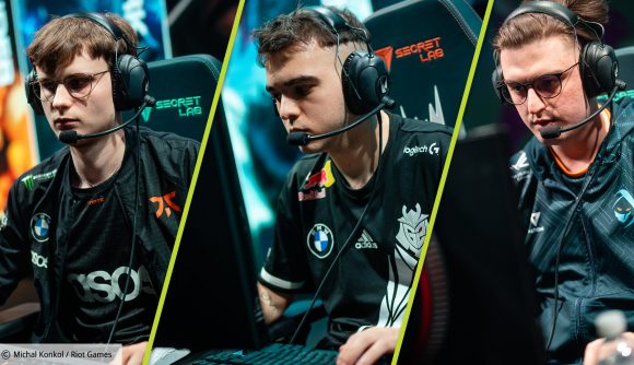 LEC Flakked bot lane Spring Playoffs 2022: Upset, Flakked, and Comp competing in the League of Legends European Championship