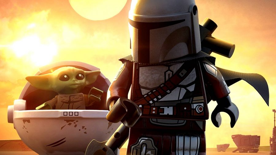 Lego Star Wars The Skywalker Saga DLC character packs The Mandalorian Season 1: An image of Lego The Mandalorian and Lego Grogu