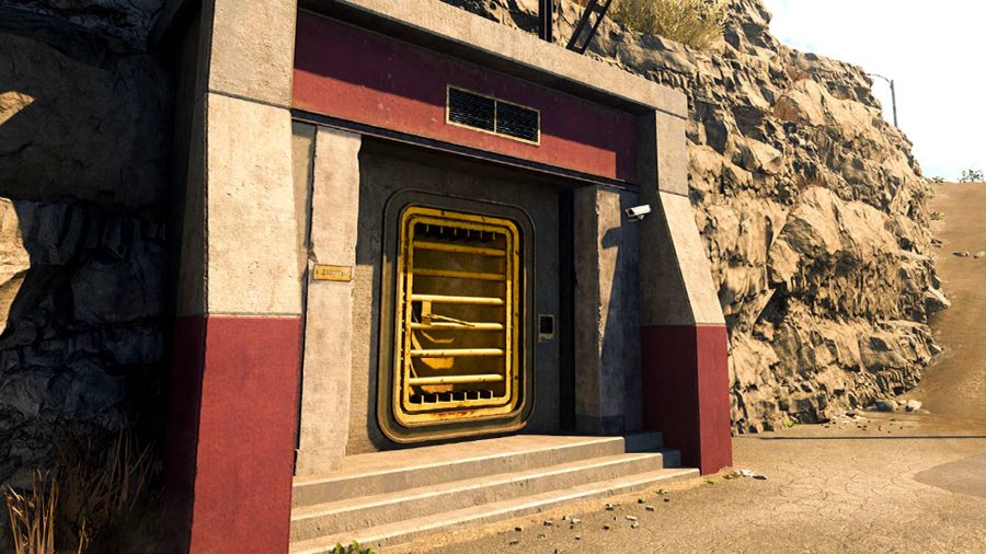 Warzone Rebirth Reinforced Vault Keycard Locations: An image of a vault door in Rebirth Island