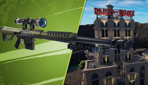 fortnite heavy sniper rifle and daily bugle office in fortnite