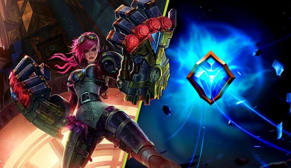 League of Legends Challenges release: An image of LoL's Vi and a challenge icon