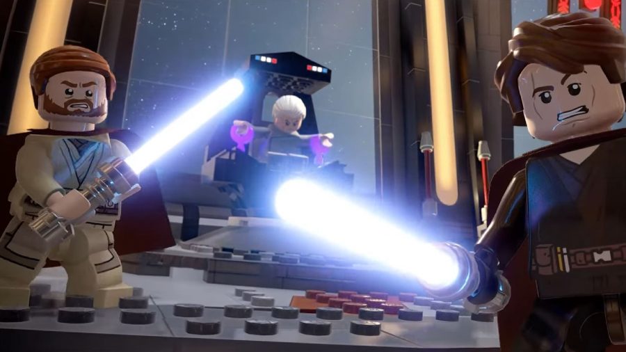 Lego Star Wars The Skywalker Saga Best Skills: Obi Wan, Anakin can be seen standing in front of an empire restraining device with someone in it