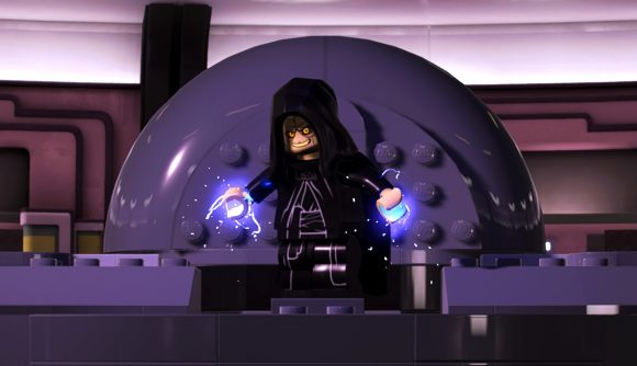 Lego Star Wars The Skywalker Saga Boss Battle: An image of Lego The Emperor from Revenge of the Sith