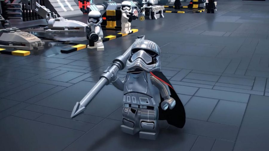 LEGO Star Wars The Skywalker Saga Skill Tree: Captain Phasma can be seen holding a spear