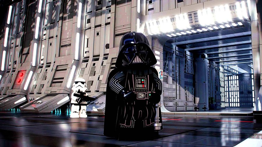 Lego Star Wars The Skywalker Saga: An image of Lego Darth Vader in the Death Star