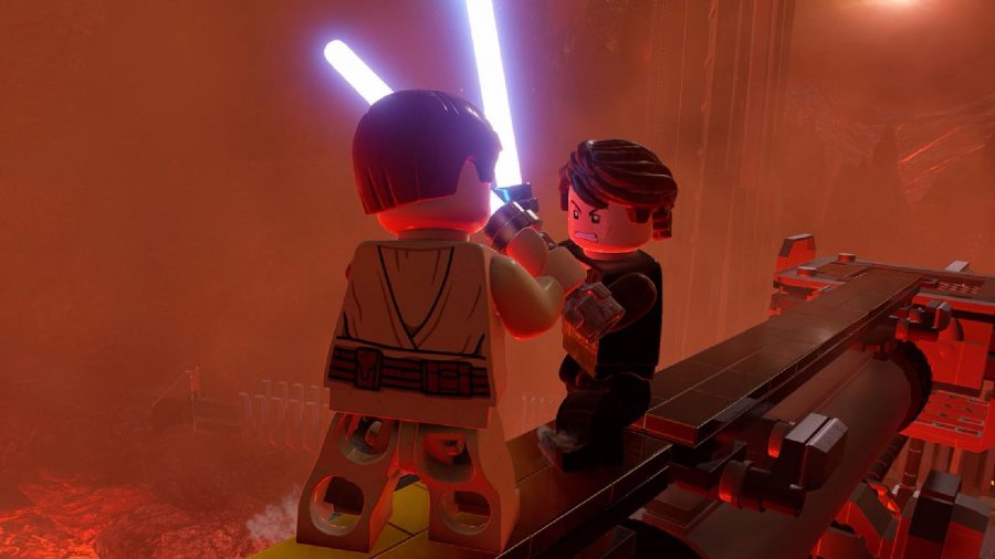 LEGO Star Wars The Skywalker Saga Unlock Every Character: Two characters can be seen fighting with lightsabers