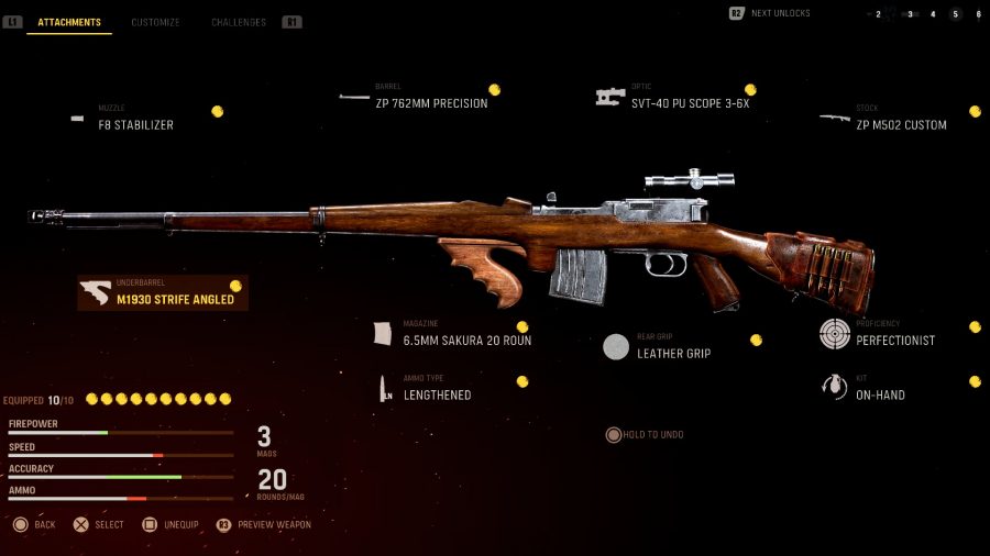 M1916 Warzone Loadout Build: The M1916 in a Vanguard game menu
