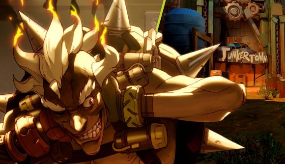 Overwatch 2 Leaks Junker Queen: An image of Junkrat from an Overwatch comic and the Junkertown map from Overwatch