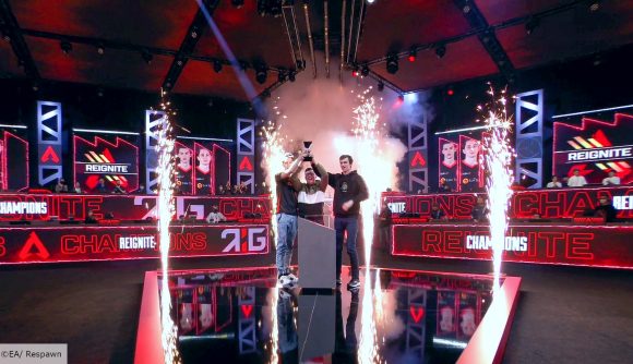 Apex Legends ALGS Championship 2022: Reignite lift the ALGS Split 2 Playoffs trophy with sparks flying behind them