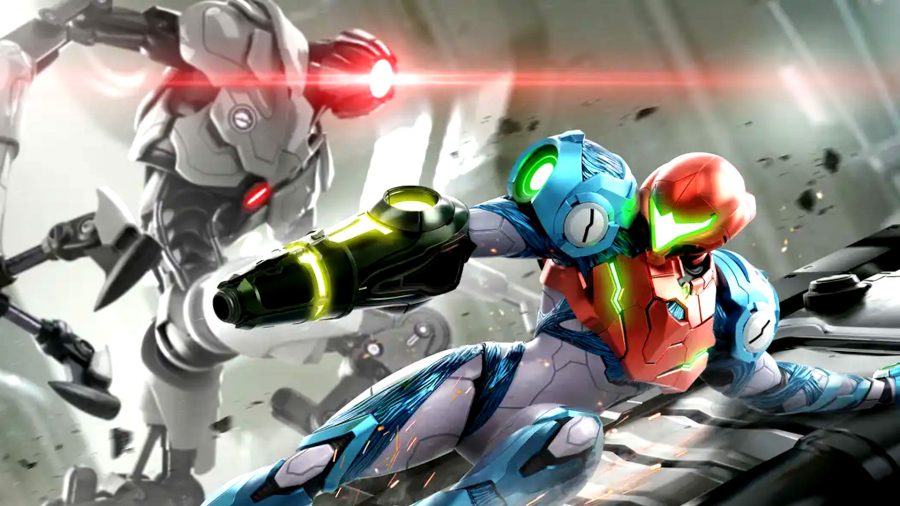 Best Nintendo Switch games: Metroid Dead character slides under an enemy