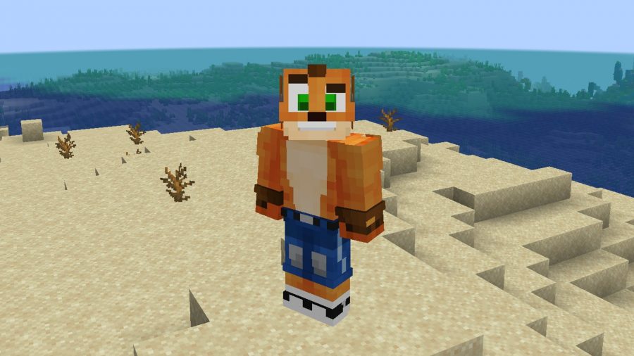 Crash Bandicoot MC Minecraft Skins: Crash has wandered into the lands of Minecraft and he is here to annoy some villagers and collect some fruit.