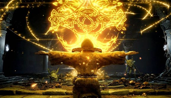 Elden Ring Summer Game Fest Geoff Keighley reveal: An image of a man praising the sun