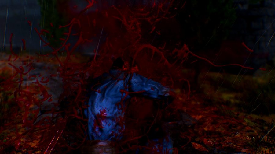 Evil Dead The Game Review: An image of Ash performing a bloody in game execution move