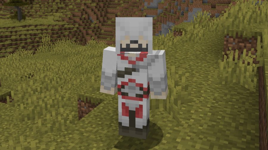 Ezio Assassins Creed MC Minecraft skins: Ezio is ready to fight the vines as he searches for the tallest building to jump on, hope the hay breaks his fall