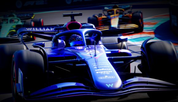 F1 22 Game F1 Life Supercars: An image of a Williams car in the F1 22 game