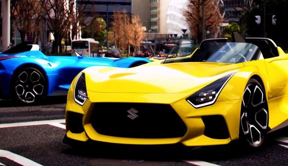 Gran Turismo 7 Update 1.15: A yellow supercar on a street from Gran Turismo 7