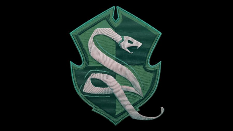 Hogwarts Legacy Houses: The Slytherin emblem can be seen