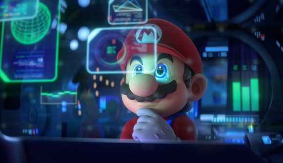 mario + rabbids sparks of hope game nintendo switch mario stares at screens
