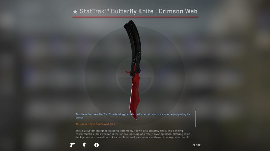 Most expensive CS:GO skins: Butterfly Knife Crimson Web