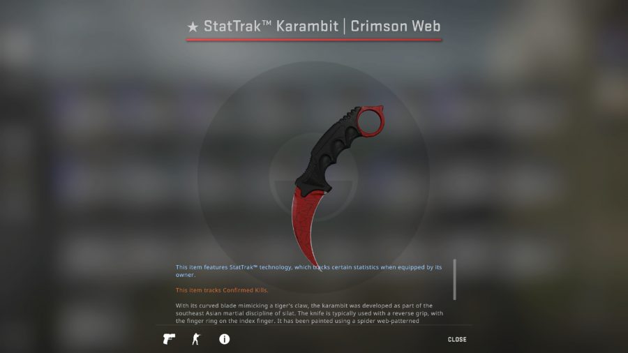 Most expensive CS:GO skins: Karambit Crimson Web