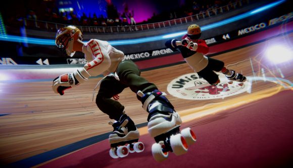 Roller Champions Release Date May 2022: Two roller skaters can be seen in one of the arenas.