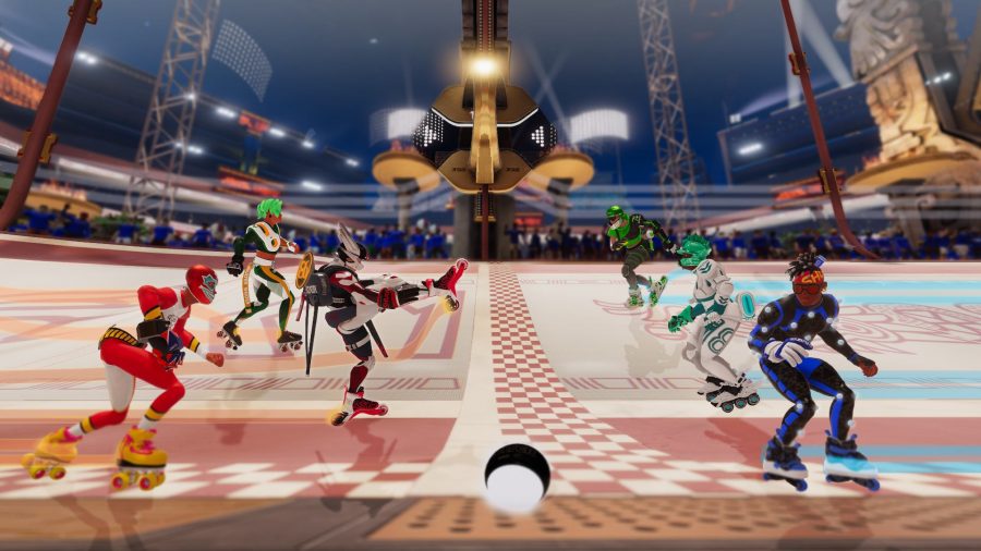 Roller Champions Review: Skaters can be seen lining up at the start line to begin a match