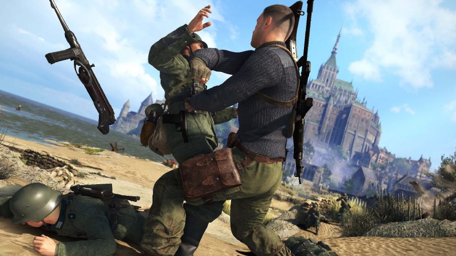 Sniper Elite 5 Skill Tree: Karl can be seen stealth killing an enemy