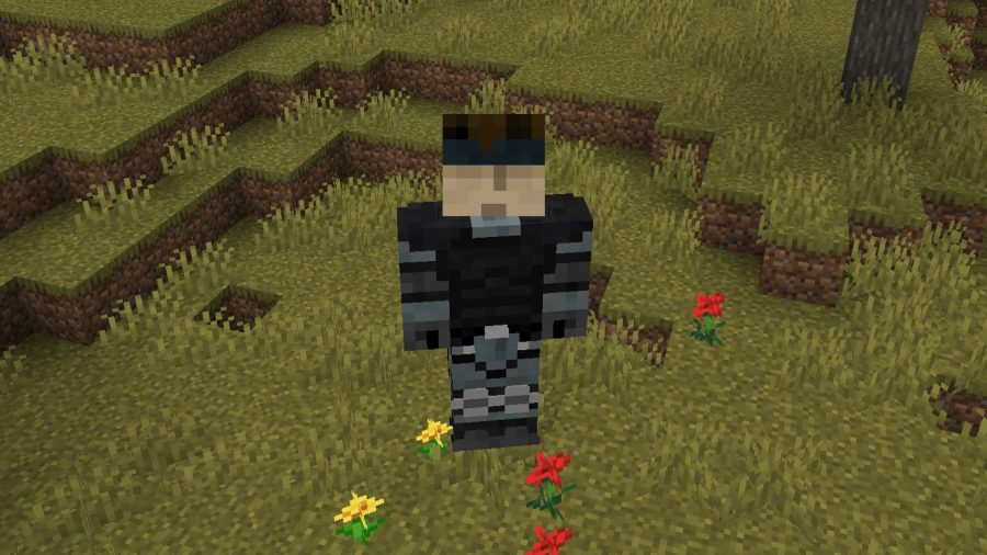 Minecraft Solid Snake Metal Gear Solid MC Skins: Classic Snake crawls through the grass world of Minecraft in search of a cardboard box