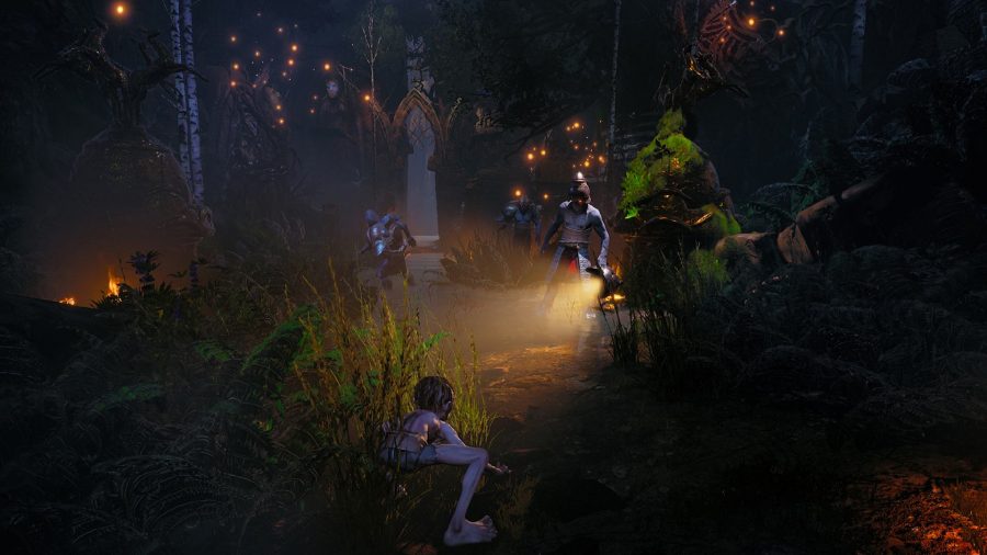 The Lord of the Rings Gollum Preview Gameplay Stealth Games: Gollum can be seen wandering through a forest.