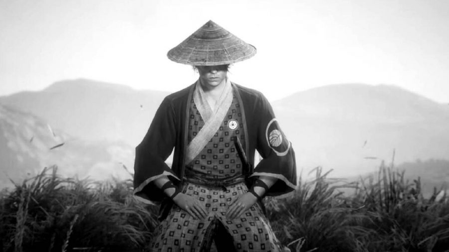 Trek To Yomi Walkthrough: Hiroki can be seen kneeling in a field