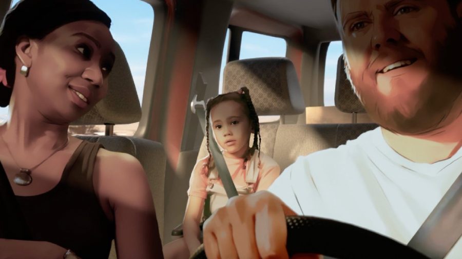 As Dusk Falls Cast Voice Actors: Three members of a family can be seen in a car