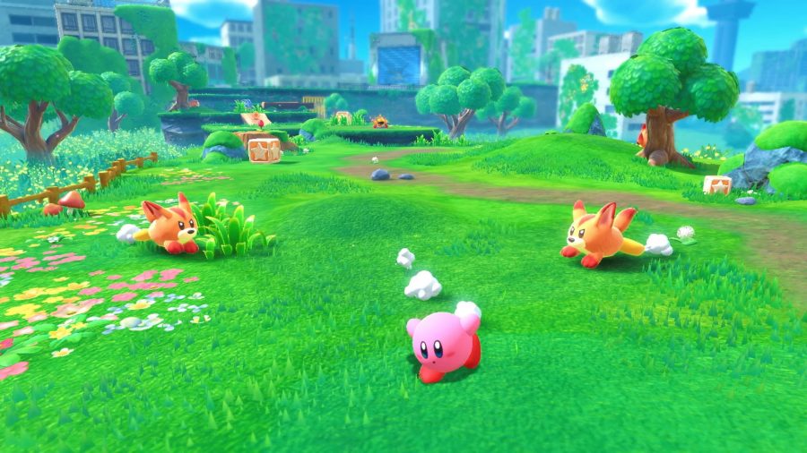 best switch exclusives kirby and the forgotten land kirby runs from enemies