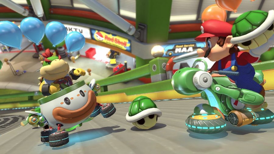 best switch exclusives mario kart 8 deluxe mario throwing a shell