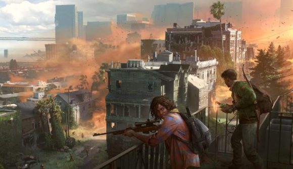 Factions Last of Us: Two soldiers can be seen fighting in a city.