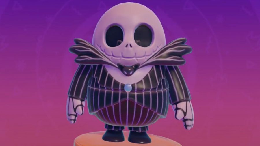 Fall Guys Jack Skellington skin: Fall Guys costume of Jack Skellington from the movie A Nightmare Before Christmas