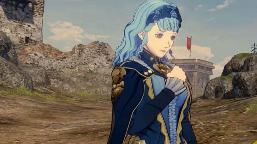 Fire Emblem Three Hopes Characters: Marianne can be seen holding her fist close to her chest