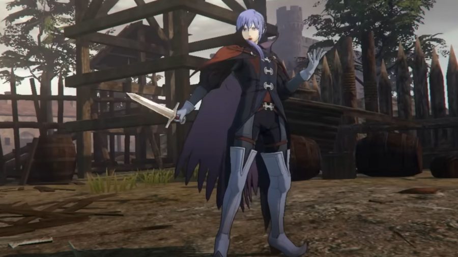 Fire Emblem Three Hopes Characters: Yuri can be seen holding his sword out in front of him